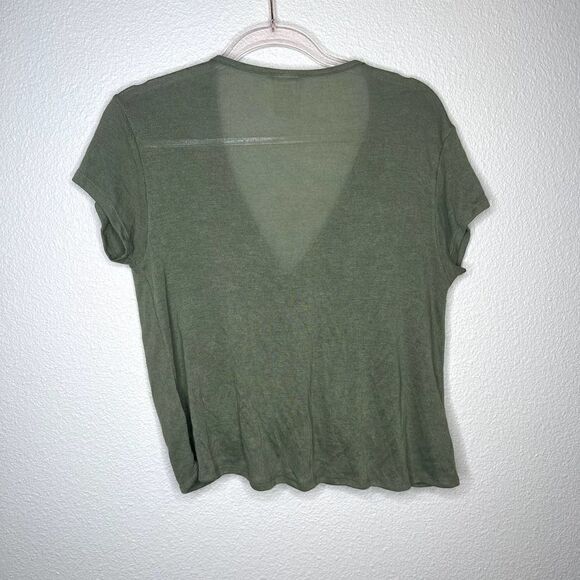 Free People We The Free Green Hoffman Surplice Short Sleeve Blouse Top Size XS - Picture 3 of 5